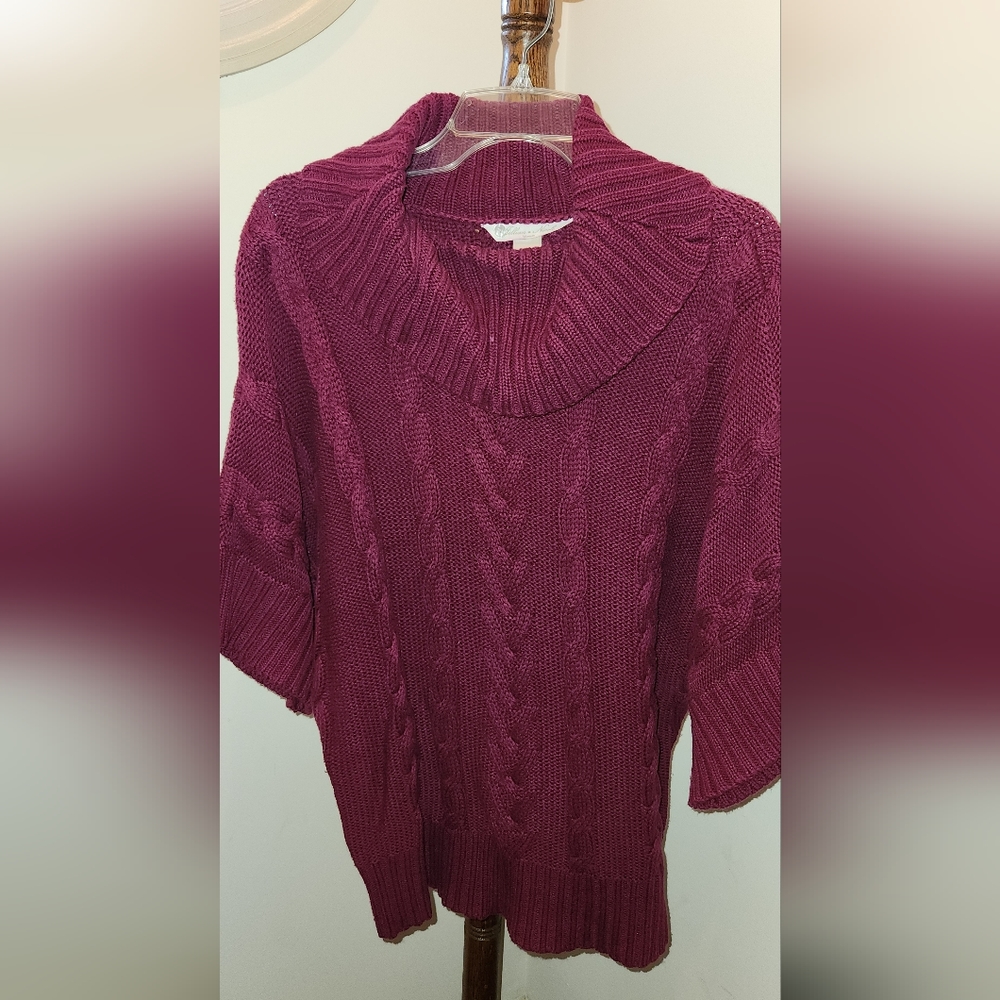 Woman's 3/4 sleeve cowl sweater 1X